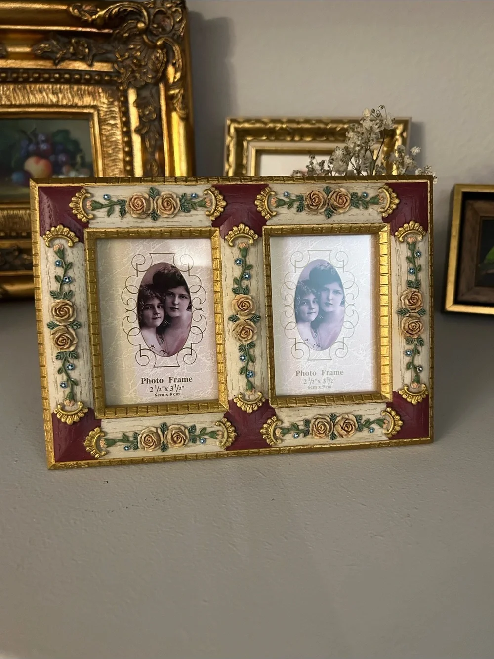 Ornate Double Photo frame Victorian style